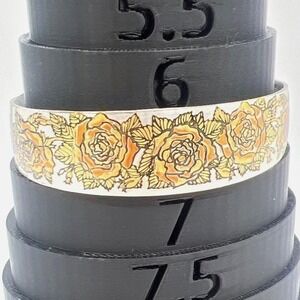 Vintage Reed‎  Barton Cuff Bracelet Damascene Roses Gold Pink Silver Tone Sz 6.5
